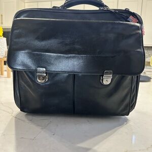 Wheeled laptop bag - all leather